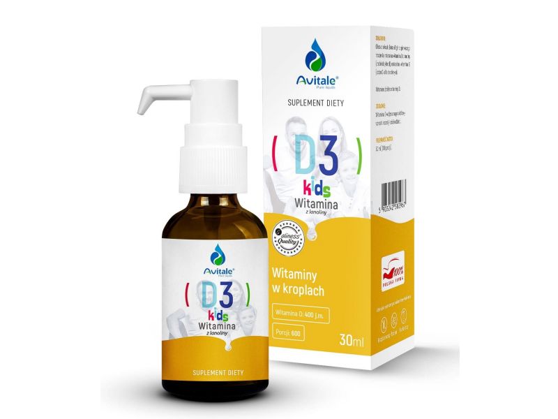Avitale Witamina D3 KIDS w kroplach 30ml (600 porcji)