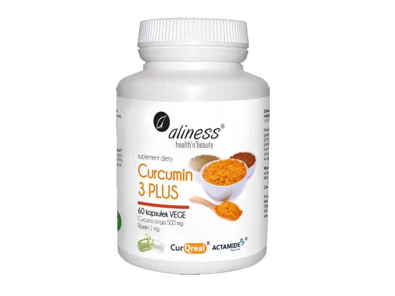 Aliness Curcumin 3 PLUS z piperyną 500mg/1mg 60 kaps VEGE