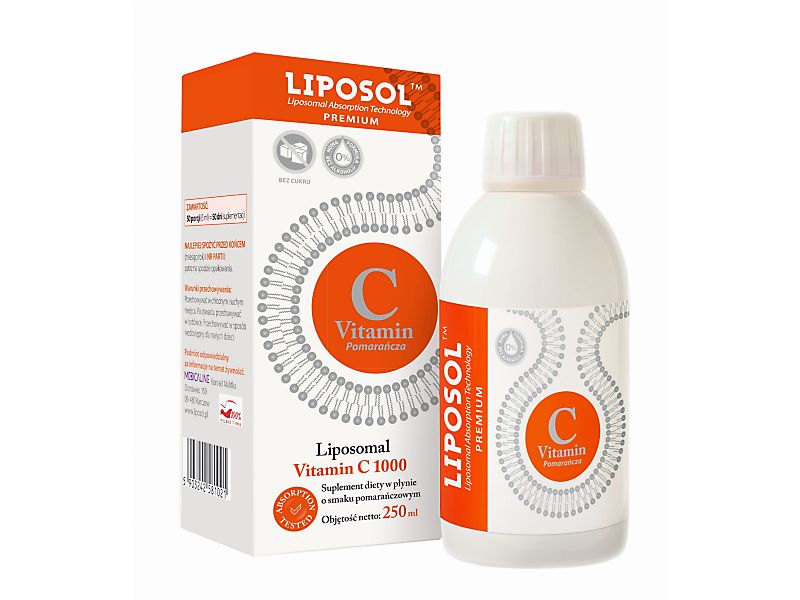 Aliness Liposomalna Witamina C 1000 250ml LIPOSOL smak pomarańczowy