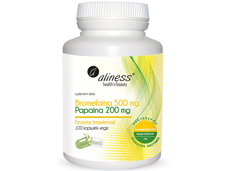 Aliness Bromelaina 500mg, Papaina 200 mg 100kaps VEGE
