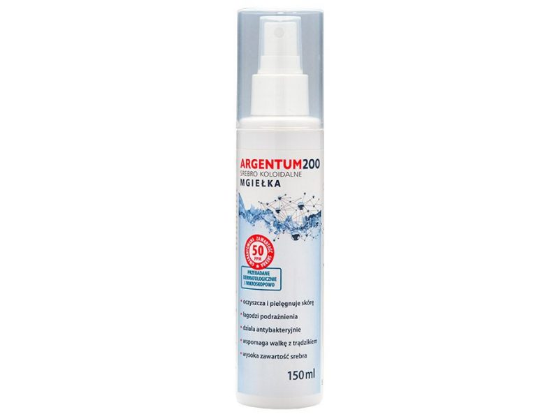 Srebro koloidalne Argentum 200 - 50ppm, Mgiełka 150ml